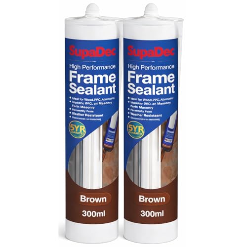Frame Sealant Brown 300ml – Pack of 2 | Flexible Weatherproof Sealant for Window & Door Frames | Interior & Exterior Gap Sealing