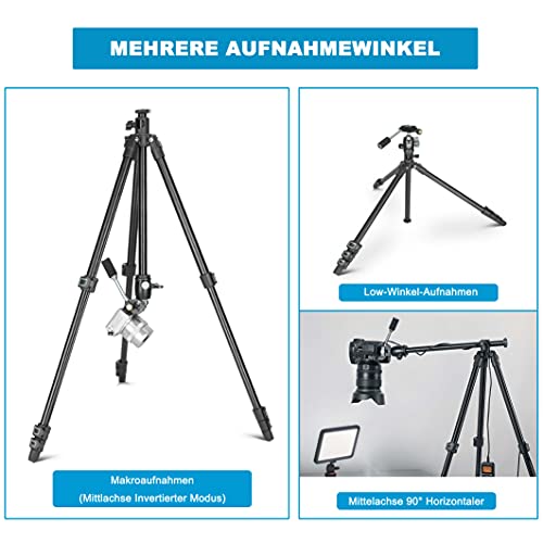 Kamera Stativ aus Aluminium Flexibel Dreibeinstativ Fotostativ mit Kugelkopf und Stativtasche Tragfähigkeit 6KG… – Bild 7