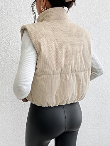 WDIRARA Women's Sleeveless Collar Zipper Front Crop Puffer Vest Casual Coat Outwear2