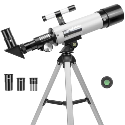 Telescope for Kids Beginners Adults, 50mm Aperture 360mm Astronomical Refractor Telescope with Tripod Portable Scope (White)