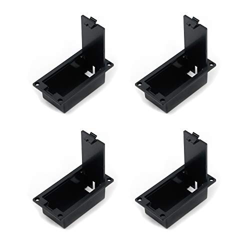 Geesatis 4 PCS 9V Battery Box Case Holder Guitar Plastic Black Pickup Battery