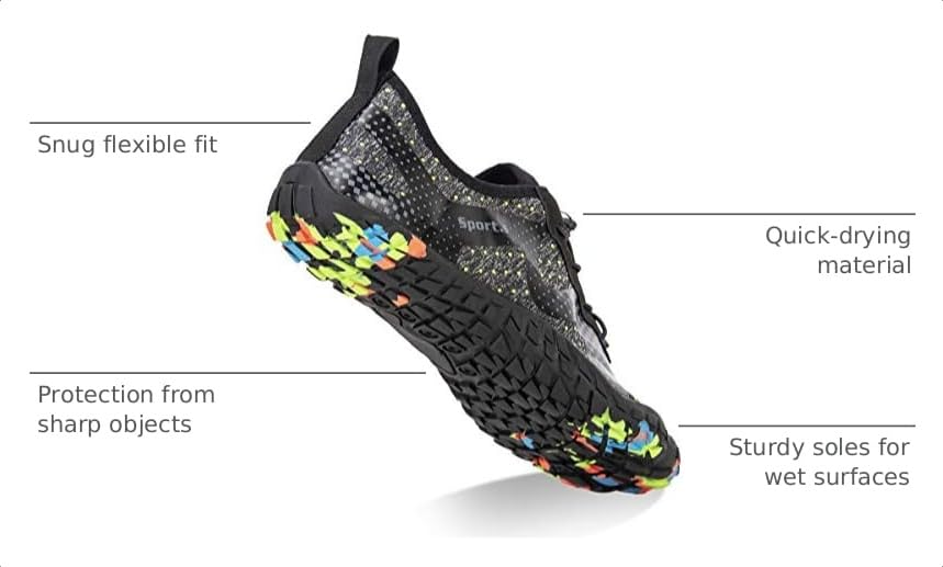 Image of Water Shoes for Men Barefoot Quick-Dry Aqua Sock Outdoor Athletic Sport Shoes for Kayaking, Boating, Hiking, Surfing, Walking