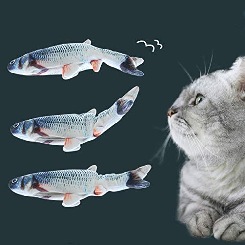 ASVEL Realistic Plush Simulation Electric Doll Dancing Fish, Funny Interactive Pets Chew Bite Supplies for Cat/Kitty/Kitten Fish Flop Cat Toy Catnip Toys - Perfect for Biting, Chewing and Kicking (A)