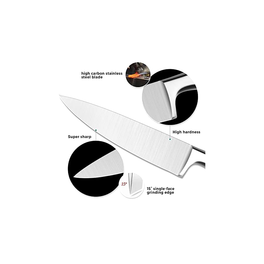 HomeEase 9pcs Knife set, Kitchen Knife Set with Block & Sharpener Rod Stainless Steel Professional Chef Knife Set with Acacia Wooden Cutting Boards Sharp Cooking Knives Set