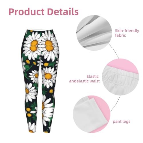 Leggings de compresión para mujer con estampado de margaritas y flores 6