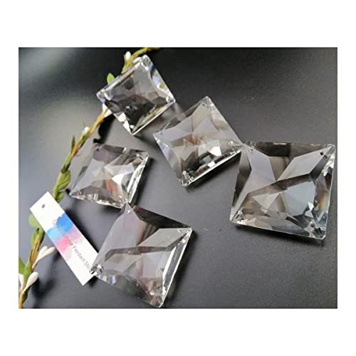 Lampadario pendenti con prismi di cristallo 5pcs 40mm/1.57 pollici 4 fori sfaccettati perline quadrate pendente in cristallo prisma lampada illuminazione parte appesa Parti di ricambio per lampade di
