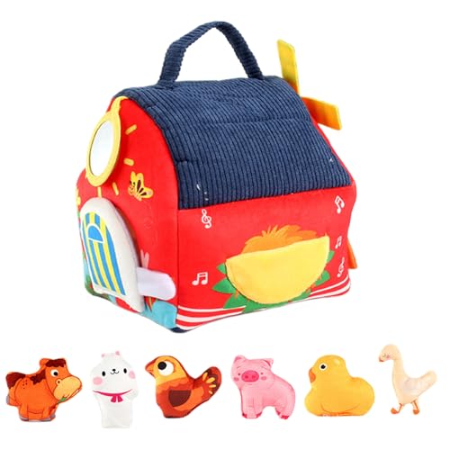 Juego De Peluche De Animales De Granero: Juguetes Educativos De Peluche, Figuras Interactivas De Desarrollo, Transportador Portátil | Ideal Para Niños, Niñas Y Niños Pequeños, Familia, Preescolar, Apr