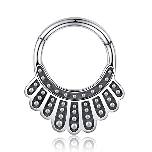 APOTIE 16G Sterling Silver RBG Nose Ring Cartilage Piercing Clicker Hoop Daith Earring Jewelry Gift for Women Girls Teens