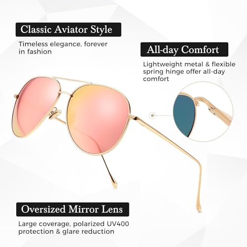 Image of SUNGAIT Women's Lightweight Oversized Aviator Sunglasses