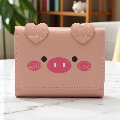 1Pcs Pouch for Money 3-Fold Cute Design Wallet PU Leather Pink 11.5x9cm