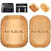 BYKITCHEN Air Fryer Liners for Tefal 5.2L & 3.1L Dual Air Fryer, Disposable Paper Liners, Airfryer Accessories for Tower/Lakeland/Salter and Other Large & Small 2 Drawer Basket Fryers (100PCS)