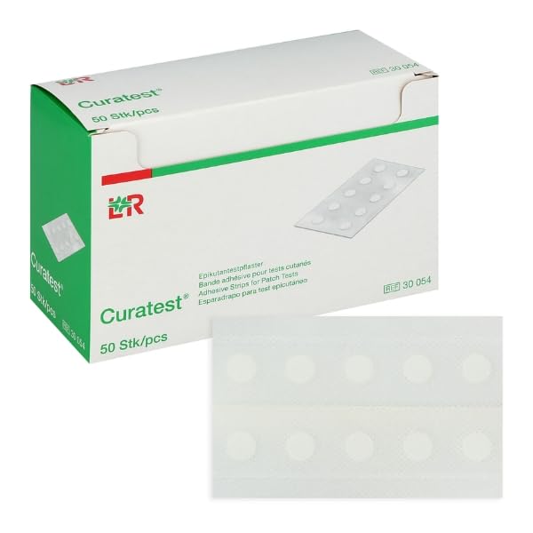 Curatest Adhesivos para Test Epicutáneo, Tejido no Tejido, 10 Cámaras por Tira, 50 Unidades