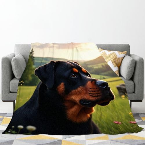 Rottweiler 200 x 220 koc polarowy z nadrukiem, wygodny i oddychający koc na łóżko dla dorosłych i dzieci, utrzymuj ciepło zimą