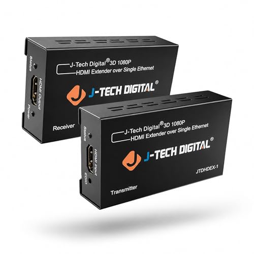 J-Tech Digital HDMI Extender over cat5e/6 1080P@200ft HDMI Balun Over Single Ethernet Supports EDID...