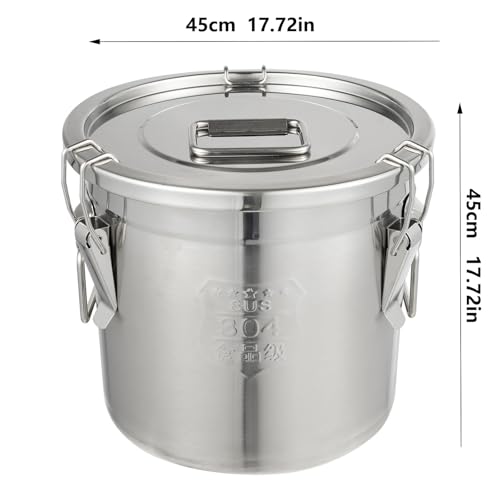 Frischhaltedose aus 304 Edelstahl, luftdicht, Kücheneimer mit Deckel und Verriegelungsklemme für trockene und nasse Lebensmittel, Mehl, Öl, Milch, Wein, Wasser – und vielseitig einsetzbar