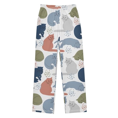 Boys' Pants Multicolor Cats Cute Long Bottoms Jogger Pants Elastic Waist Trousers with Pockets S-XL