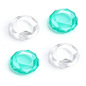 DLseego Diamond 3D Thumb Grips Caps Compatible with Switch & Switch Lite & Switch OLED Joy Con Crystal Clear Console Joystick Cover 4PCS - Clear and Green
