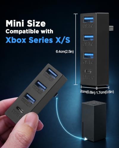 Image of JZW-Shop 4 Ports USB 3.0 Hub for Xbox Series S, 3 USB 3.0 and 1 Type C High Speed USB Hub Splitter Expansion Adapter Compatible with Xbox Series S Console