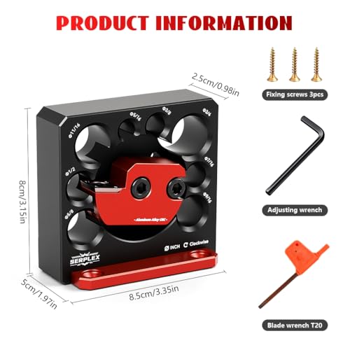 Image of Serplex 8-Hole Dowel Maker Jig, 5 /16 3 /8 7 /16 1 /2 9 /16 5 /8 11 /16 3 /4in djustable Metric Dowel Maker Tool with Carbide Blade, Electric Drill Milling Dowel Round Rod Auxiliary Tool for Woodworking