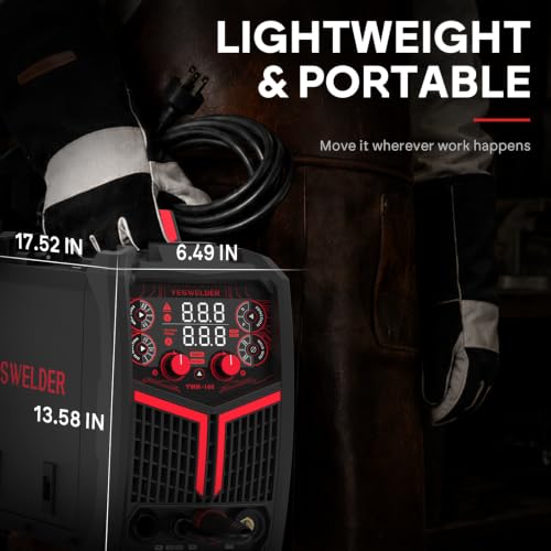 YESWELDER 160A MIG Welder, 110V/220V MIG/Flux Core/Lift TIG/Stick | 4-In-1, synergic control, clear digital display, efficient setup, beginner friendly