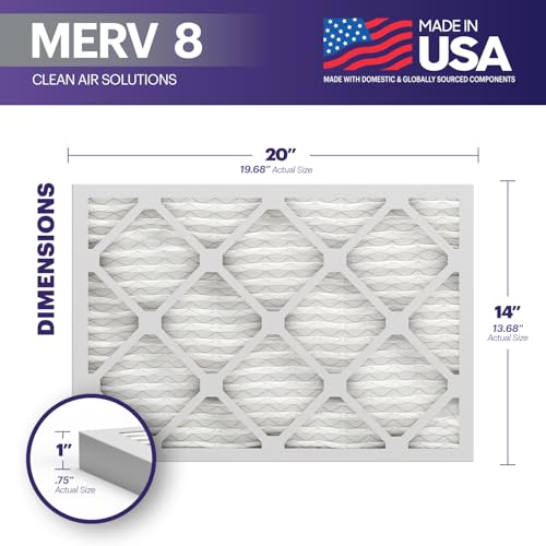 Image of BNX TruFilter 14x20x1 Air Filter MERV 8 (12-Pack) - MADE IN USA - Dust & Pet Defense Electrostatic Pleated Air Conditioner HVAC AC Furnace Filters for Dust, Pet, Mold, Pollen MPR 600 - 700 & FPR 5