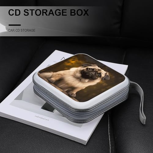 Carpeta de almacenamiento para DVD portátil de carlino estuche rígido con cremallera grande 6
