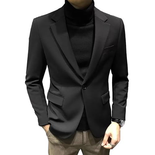 Mens Slim Fit Business Blazers One Button Casual Sport Suit Jacket Lightweight Lapel Blazers Men Coat