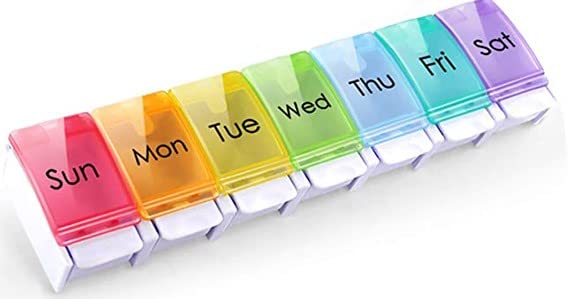 VedPill Boxes 7 Day Portable Storage Box Weekly Organizer to Hold Vitamins, Medicine Storage Box for Vitamins, Supplements and Medication for Travel Work
