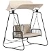 Outsunny Hollywoodschaukel Rattan 2-Sitzer Gartenschaukel mit verstellbar Sonnendach Kissen Hängebank bis 240 kg belastbar Hängeschaukel Schaukelbank für Garten Balkon 149 x 121 x 180 cm Khaki