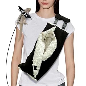 Adjustable Fluffy Bearded Dragon Sling Carrier Bag, Reptile Carrier with Leash Harness Lizard Cage Accessories for Small Animal, Kitty, Ferrets, Squirrel, Hamsters,Parrot (X-Large)