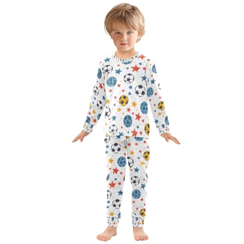 senya Color Soccer Stars Pajamas Set Long Sleeve Soft Cotton Sleepwear 2 Piece3