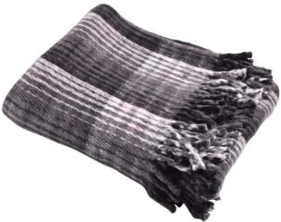 Hugger Mugger Recycled Plaid Yoga Blanket - Black - Use as a Yoga Prop, Made from Recycled Materials, Very Soft, Supportive, Extra Thick, Warm and Cozy