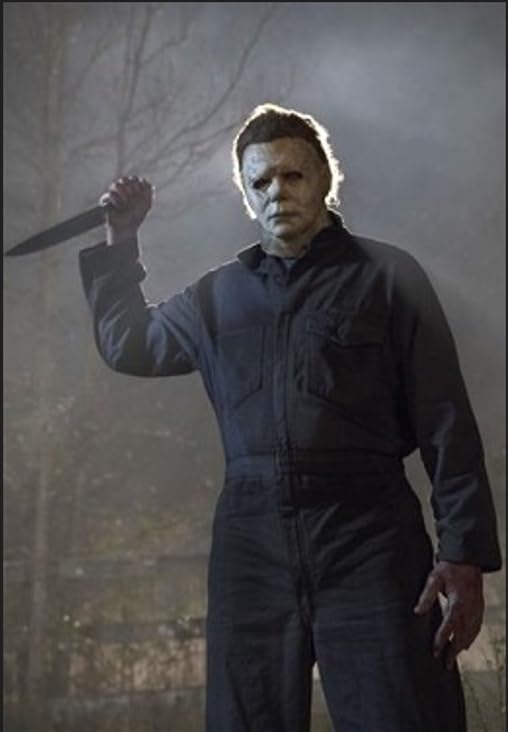 ELINA Spaventoso Michele Myers Cosplay Costume Halloween Carnival Scream Costume Cosplay con Plastica Sanguinante Coltello Giocattolo e Lattice Maschera