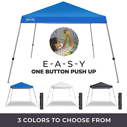 PORTA-POP One Button Easy Pop Up 10x10 ft Portable Folding Canopy Slant Leg