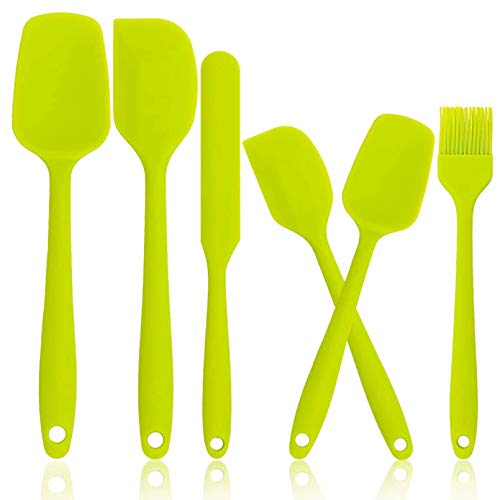 BEANKI Teigschaber Spachtel Set, 6 Stück Silikonspatel, Teigschaber Silikon Hitzebeständig Edelstahlkern Küchenspachtel, Hitzebeständig, Nicht Stick, Silikon Pfannenwender Set Zum Backen Oder Kochen Cover