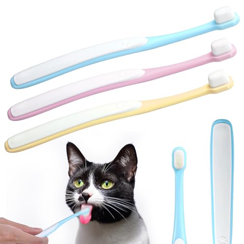 Image of Small Dog Toothbrush, 3Pcs Puppy Tooth Brushing Kit, Soft Head Tooth Brush for Dogs Small Breed, Dog Teeth Cleaning for SmallPet (Yellow Pink Blue)
