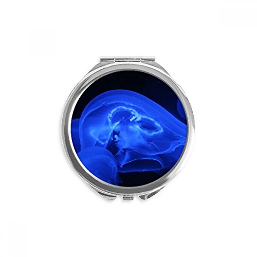 Miroir rond maquillage de poche portable méduse tropicale accessoire main 2.6"x2.4"