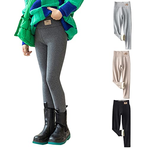 Kids Girls Ballet Dance Leggings Solid Color High Waisted Pants for Dance Yoga Winter Warm Base Pants