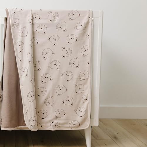 Image of Woolino Toddler Blanket - Merino Wool and Organic Cotton Baby Blanket for Girls and Boys - 4 Season - 52.5 inch x 40 inch - Teddy Bear