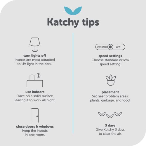 Katchy Indoor Insect Trap - Catcher & Killer For Mosquitos, Gnats, Moths, Fruit Flies - Non-Zapper Traps For Inside Your Home - Catch Insects Indoors With Suction, Bug Light & Sticky Glue (White) #TOP4