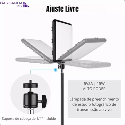 Ring Light Iluminador Led Foto Profissional 50cm + Tripé 2,10m Com Suporte Celular 110v/220v Barganh