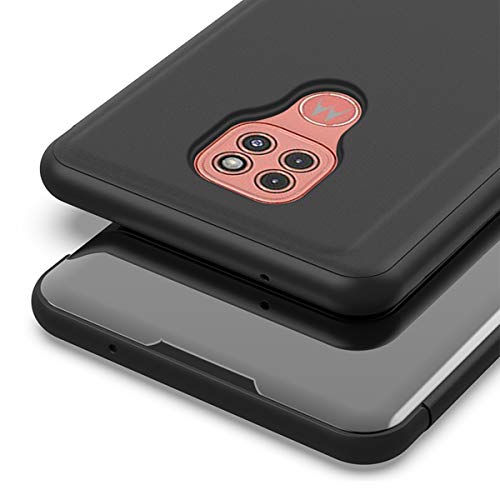 Hicaseer Capa para Moto G9 Play, capa ultrafina inteligente Flip Perspectiva espelhada, capa moderna