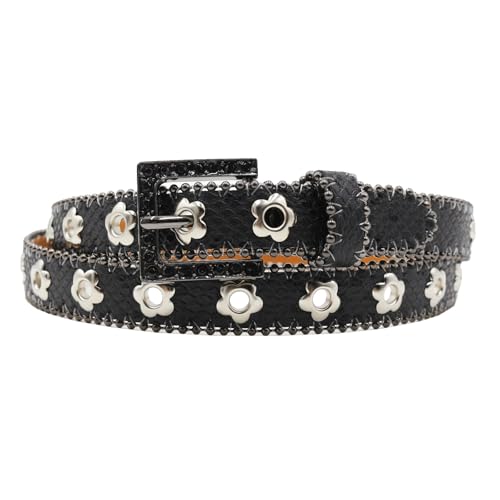 Rhinestones Western for Men and Women Flower Eyelet Belt Waist Accessory for Jeans Dresses and Pants3
