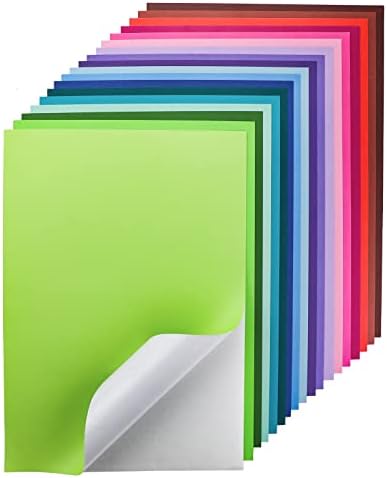 Gocreate 36 Sheets Colored Printable Sticker Paper, Colorful Sticky Cardstock Self Adhesive Backing A4 Smooth Glue Paper for Craft Inkjet Printer (18 Colors, 250gsm)
