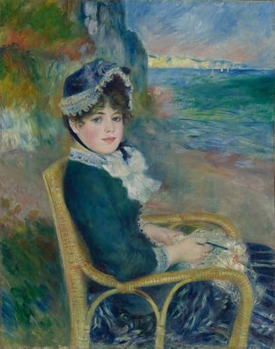 Cuadro pintura al óleo de Renoir a la orilla del mar para decorar pared