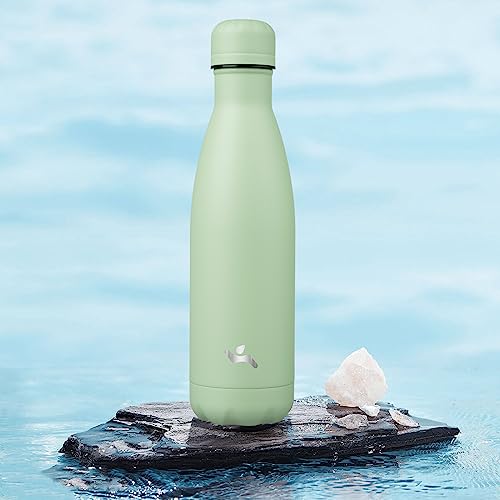 Image of Konokyo Insulated Water Bottles,17 oz Double Wall Stainless Steel Vacumm Metal Flask for Sports Travel,Macaron Green