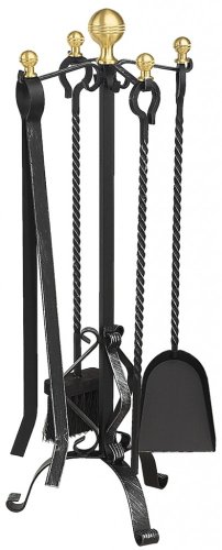 Preisvergleich Produktbild Schössmetall Kamingarnitur 4-TLG. Schmiedeeisen / Messing, Montana-1 04010040
