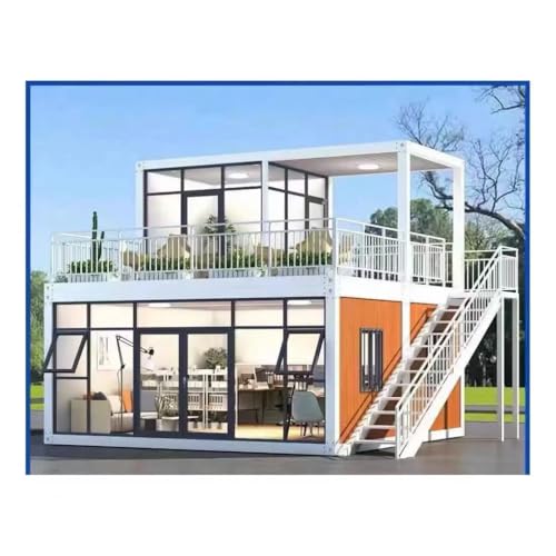 Luxuary Tiny Home Modern Two-Story Container House with Rooftop Terrace,