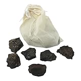 Magnetic Lodestone Rocks and Minerals – 6-Pack One and a Half Inch Raw Lodestone Mineral Specimens for Classroom, Lab, Office – Premium Natural Lodestones with Muslin Carrying Pouch – Magnetic Rocks