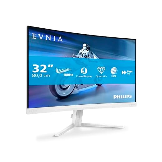 Philips Evnia 32M2C5501-32 Zoll Quad HD Curved Gaming Monitor, 180 Hz, 1 ms, FreeSync Premium, HDR10, Ambiglow (2560x1440, 2X HDMI 2.0, 1x DisplayPort 1.4) Weiss